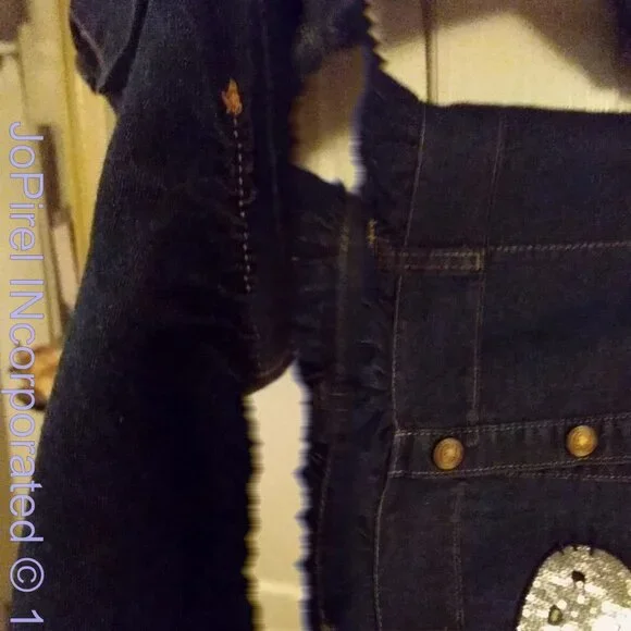 Hello Kitty Sequin Faced Blue Denim Kids Dress sz 6